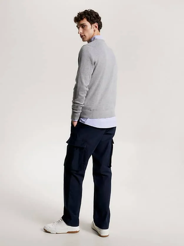 Maglione Girocollo Uomo Cotton Cashmere Tommy Hilfiger Grigio art. MW0MW28046 P91, foto 3 di 3