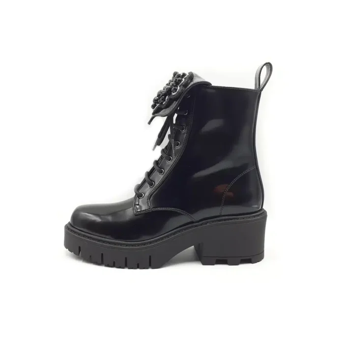 Anfibio Lorenzo Mari in Pelle Spazzolata Nera Tacco Grosso H 6 cm Sara 02, foto 1 di 2