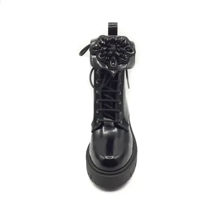 Anfibio Lorenzo Mari in Pelle Spazzolata Nera Tacco Grosso H 6 cm Sara 02, foto 2 di 2