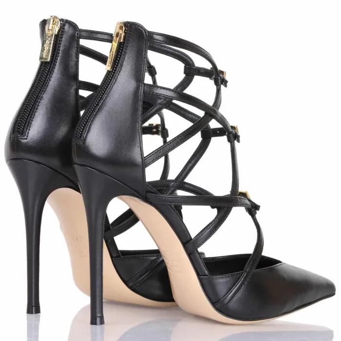 Decolletè Ninalilou con Fibiette Sulla Monta In Pelle Nera Tacco 11cm Art 332537A1, foto 4 di 4