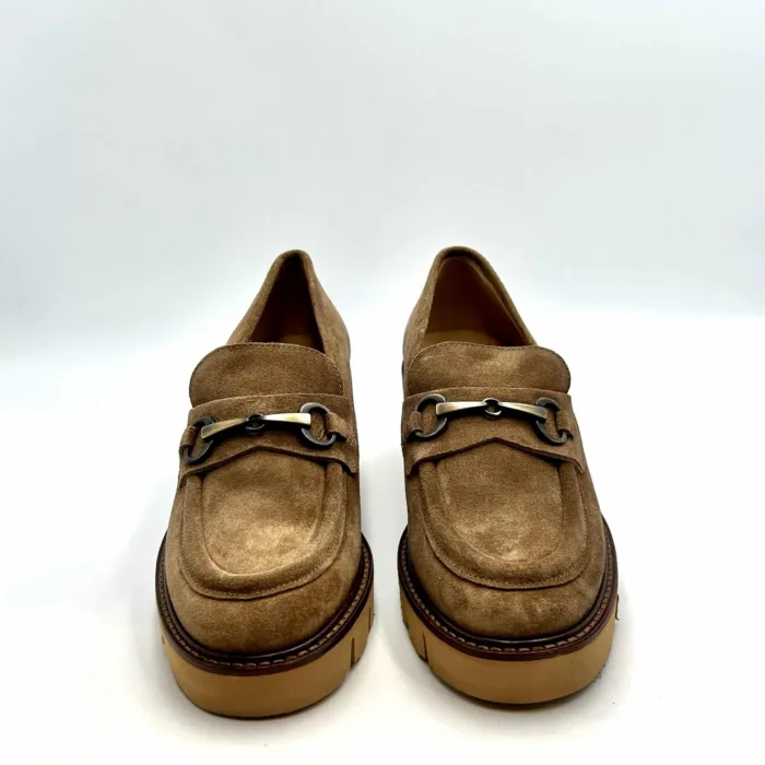 Mocassino Luca Grossi in Camoscio Tortora con accessorio Fibbia tacco 6cm art. H446M, foto 2 di 5