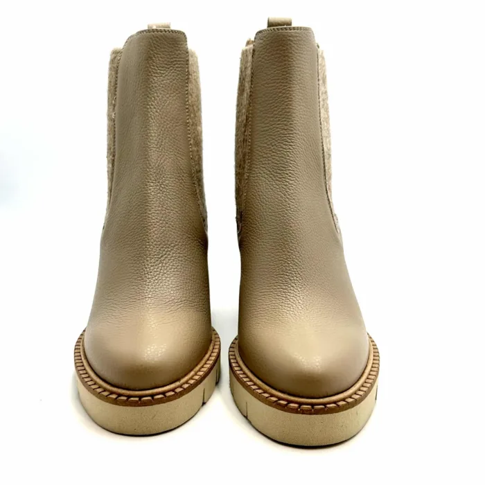 Tronchetto in Pelle Beige ed Elastici Laterali Luca Grossi con Tacco Grosso 8cm Art H432T, foto 3 di 4