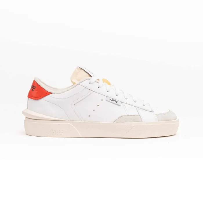 Sneakers Strype Uomo in Pelle Bianca con dettagli in Camoscio e Spoiler Rosso art. ST1001, foto 1 di 4