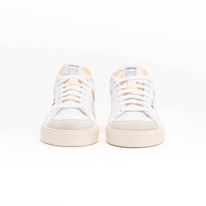 Sneakers Strype Uomo in Pelle Bianca con dettagli in Camoscio e Spoiler Rosso art. ST1001, foto 3 di 4