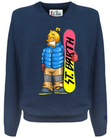 Maglione Girocollo Mc2 Saint Barth Blu art. Heron CPT Duck Snowboard 61