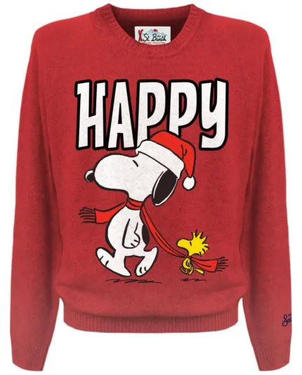 Maglione Girocollo Mc2 Saint Barth Rosso art. Heron Snoopy Scarf 41