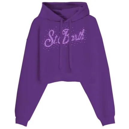Felpa con Cappuccio Mc2 Saint Barth Viola art. Mindy W Sb 26 Strass