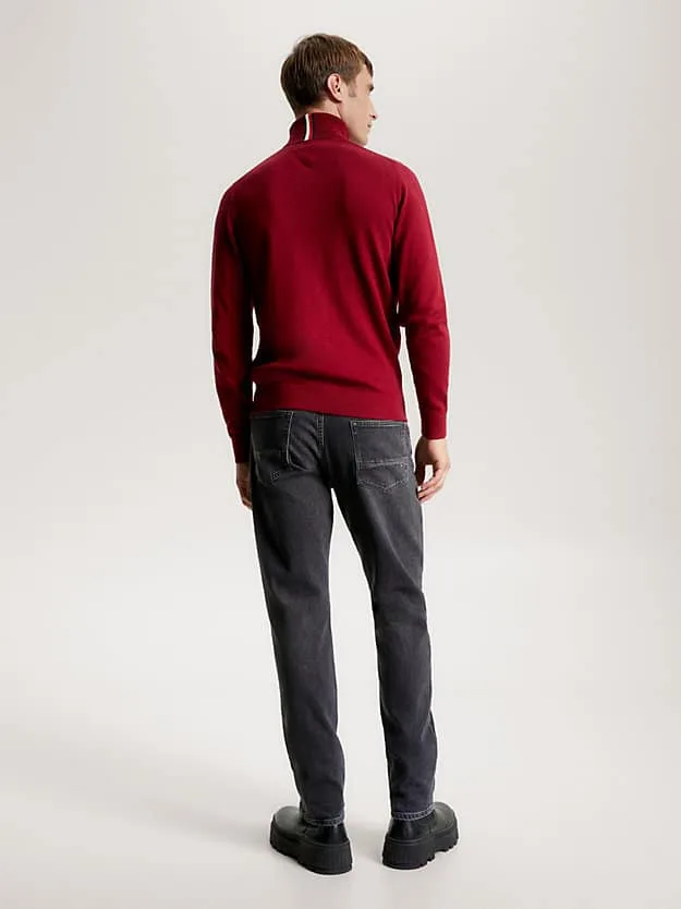 Maglione Dolcevita Uomo Cotton Cashmere Tommy Hilfiger Bordeaux art. MW0MW28048 XJS, foto 3 di 4