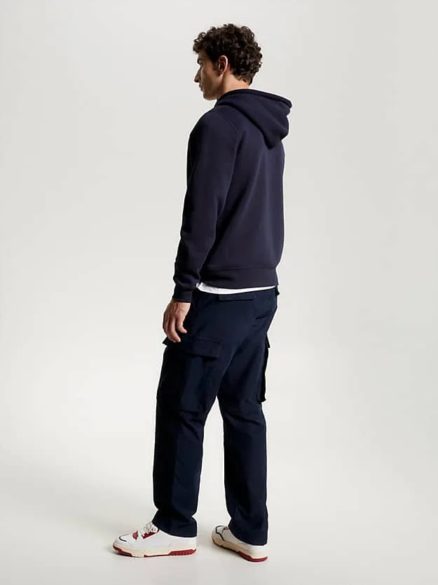 Felpa Tommy Hilfiger con Cappuccio e Appliche Monogramma TH Blu art. MW0MW32702 DW5, foto 4 di 4