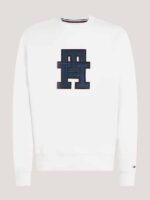 Felpa Tommy Hilfiger Girocollo con Appliche Monogramma TH Bianco art. MW0MW32727 YBH