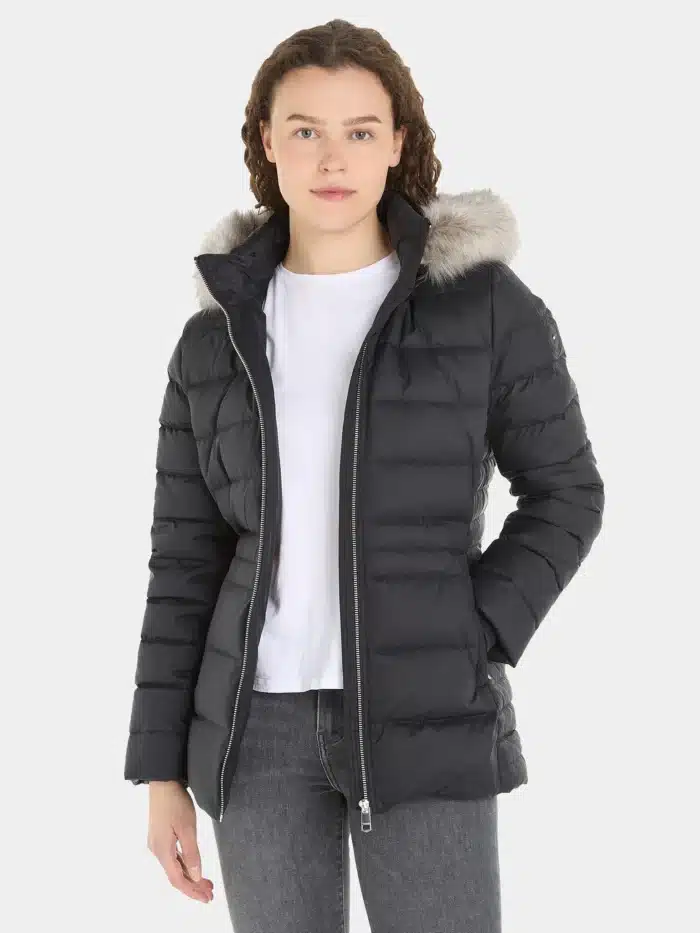 Ladies black tommy hilfiger coat hotsell