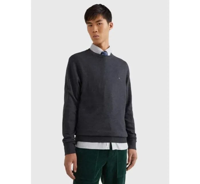 Maglione Girocollo Uomo Cotton Cashmere Tommy Hilfiger Grigio Antracite art. MW0MW28046 P92, foto 2 di 4