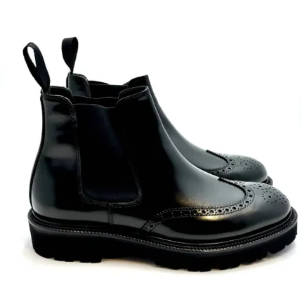 Polacchino Beatles Brogue Crisci Uomo in Pelle Nera 3961FWECNFGR