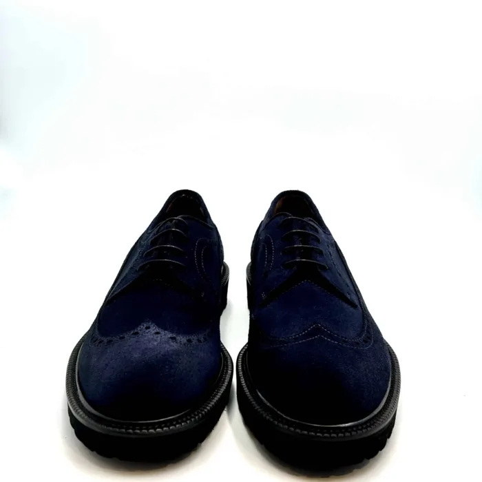 Derby Brogue Uomo Crisci in Camoscio Blu 3604FWACBFGRM, foto 2 di 5