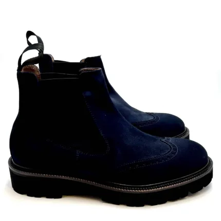 Polacchino Beatles Brogue Crisci Uomo in Camoscio Blu 3961FWECBLFGR