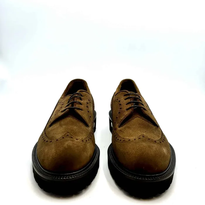 Derby Brogue Uomo Crisci in Camoscio Color Cuoio 3604FWACNFGRM, foto 2 di 5