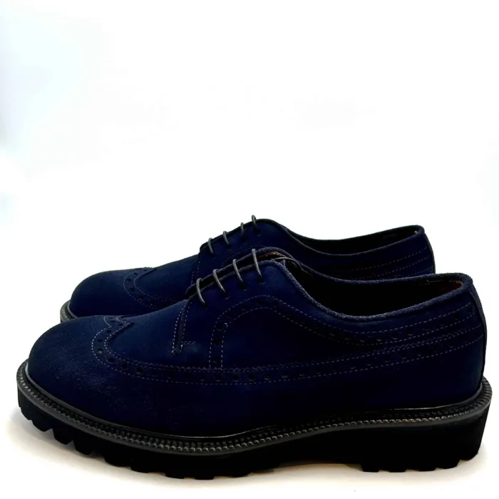 Derby Brogue Uomo Crisci in Camoscio Blu 3604FWACBFGRM, foto 3 di 5