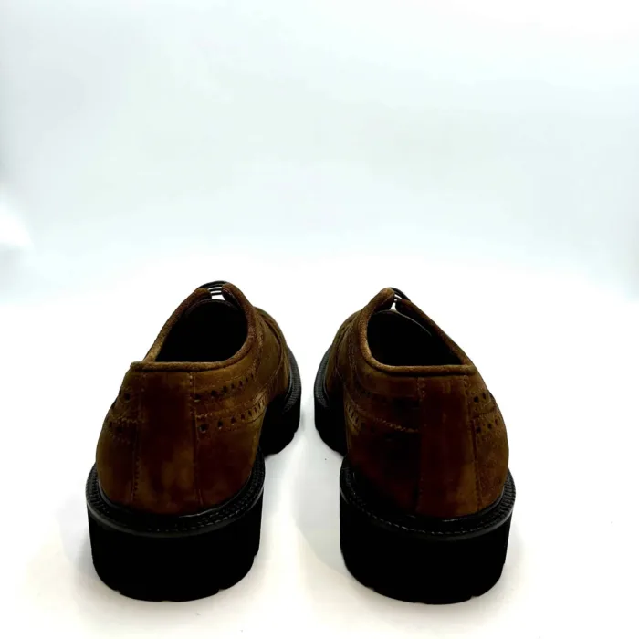 Derby Brogue Uomo Crisci in Camoscio Color Cuoio 3604FWACNFGRM, foto 4 di 5