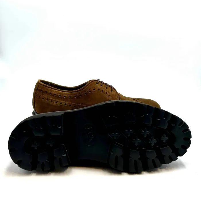 Derby Brogue Uomo Crisci in Camoscio Color Cuoio 3604FWACNFGRM, foto 5 di 5