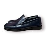 Mocassino Penny Uomo Positano In Pelle Blu Con Fondo Cuoio Antiscivolo Art. 2154 - immagine 2