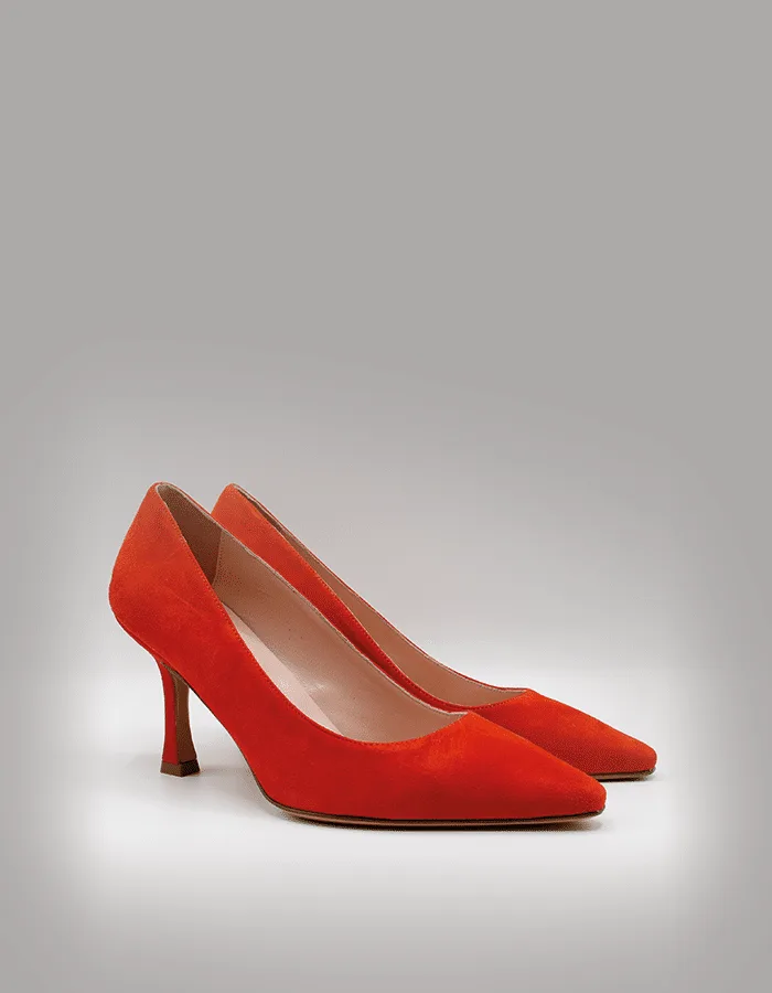 Decolletè Anna F in Camoscio Rosso, tacco 8 cm art. 1309, foto 2 di 3