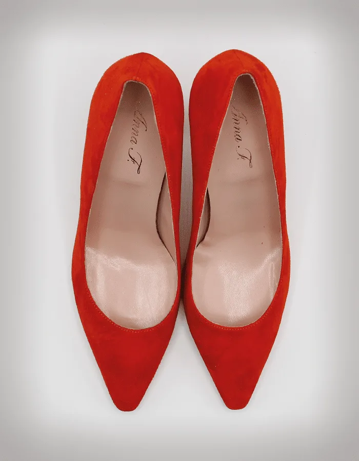 Decolletè Anna F in Camoscio Rosso, tacco 8 cm art. 1309, foto 3 di 3