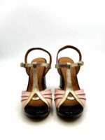 Sandalo Chie Mihara In Nappa Rosa, dettagli Oro tacco grosso Fantasia Geometrica 11 cm Plateau 2 cm art. Cassan - immagine 2