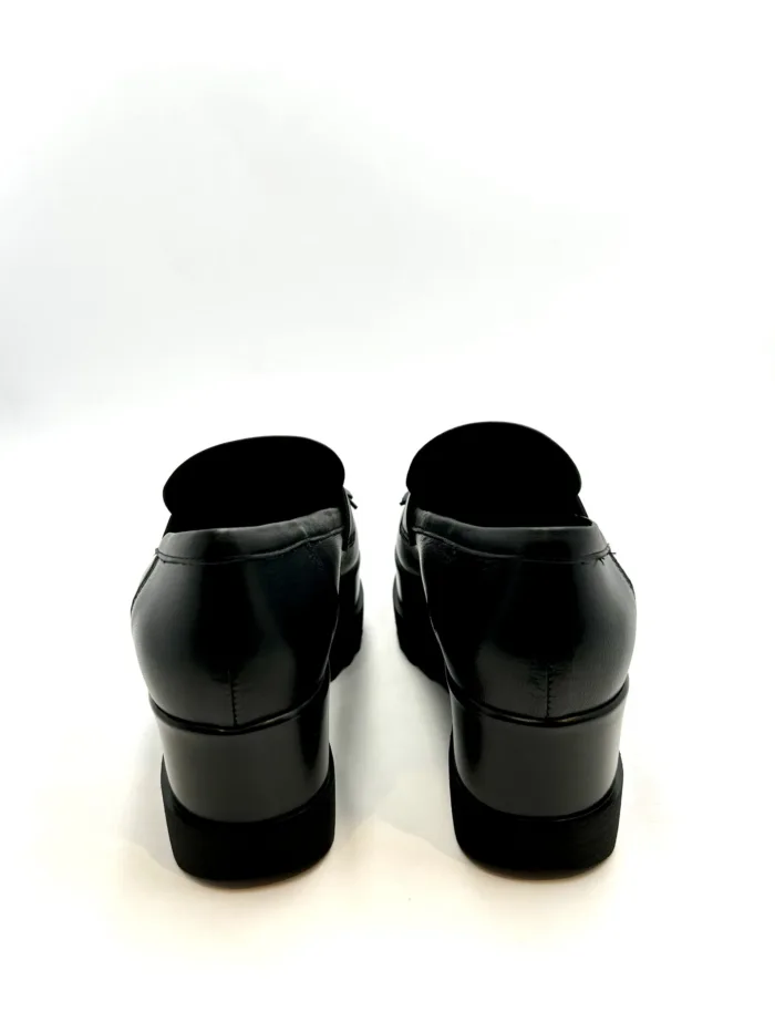 Mocassino Lorenzo Mari in Pelle Nera Con Frange  H 6 cm Art Clea 02, foto 4 di 5