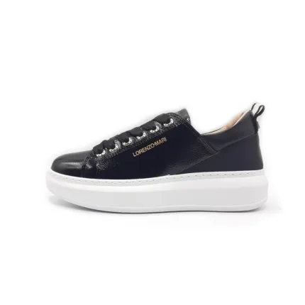 Sneakers Lorenzo Mari In Vernice nera, Plateau  4,5 cm art. Bea