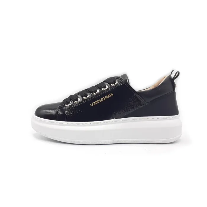 Sneakers Lorenzo Mari In Vernice nera, Plateau  4,5 cm art. Bea, foto 1 di 1