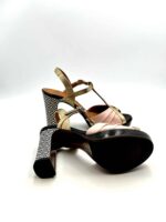 Sandalo Chie Mihara In Nappa Rosa, dettagli Oro tacco grosso Fantasia Geometrica 11 cm Plateau 2 cm art. Cassan - immagine 5
