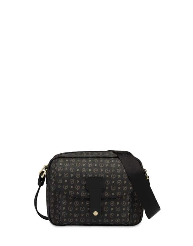 Tracolla Camera Bag Nera e Dettagli Neri con Tasca Frontale Pollini Heritage  Art TE8448PP0AQ1100A, foto 1 di 5