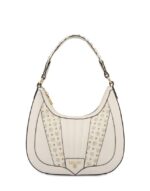 Mezzaluna Pollini Bianca Con Manico in Pelle Intrecciata e Dettagli In Tapiro SC4505PP1ISA111A