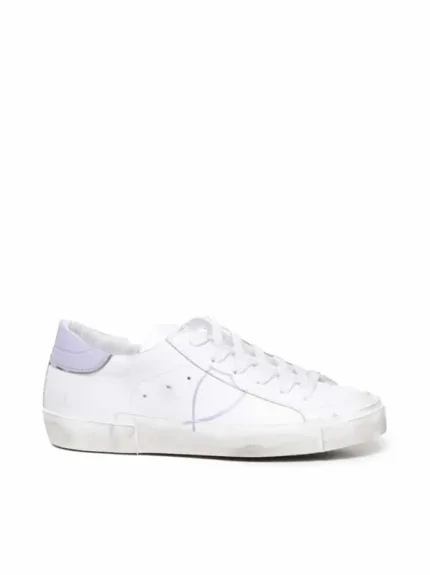 Sneakers Donna Philippe Model Paris Prsx In Pelle Bianca con Spoiler Glicine cod. PRLD VJ01