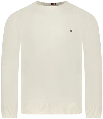 Maglione Girocollo Uomo Tommy Hilfiger Chain Ridge In cotone Panna art. MW0MW33511 AEF