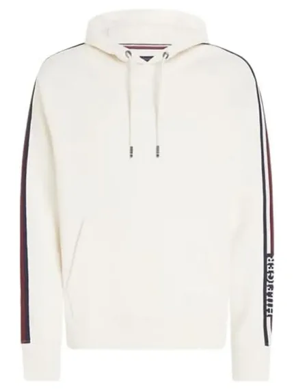 Felpa con Cappuccio Uomo Tommy Hilfiger Wcc Global Stripe Panna art. MW0MW33662 AEF
