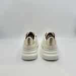 Sneakers Stokton in Pelle color Crema con accessorio Catena amovibile e spoiler Oro Art  860-d H 6cm - immagine 4