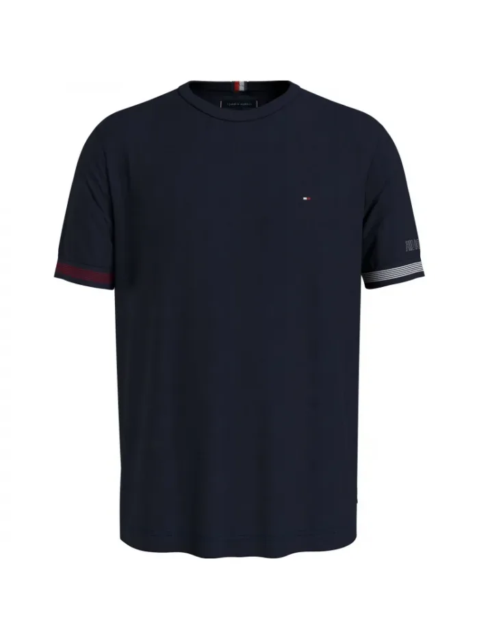 T-Shirt Uomo Regular Fit Tommy Hilfiger Flag Cuff Blu art. MW0MW34430 DW5, foto 1 di 2
