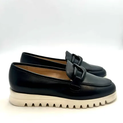 Mocassino Luca Grossi In Pelle Blu con Accessorio Catena Zeppa 3 cm art. H434M