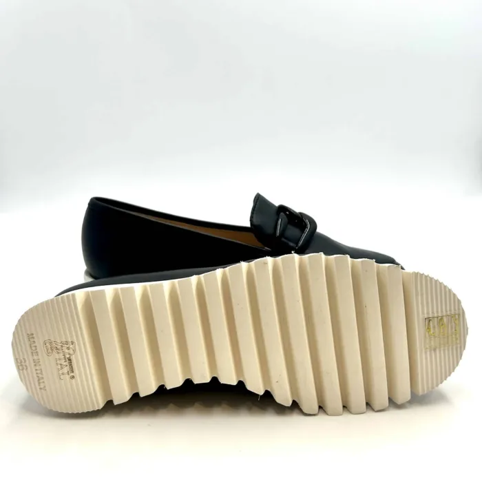 Mocassino Luca Grossi In Pelle Blu con Accessorio Catena Zeppa 3 cm art. H434M, foto 4 di 5