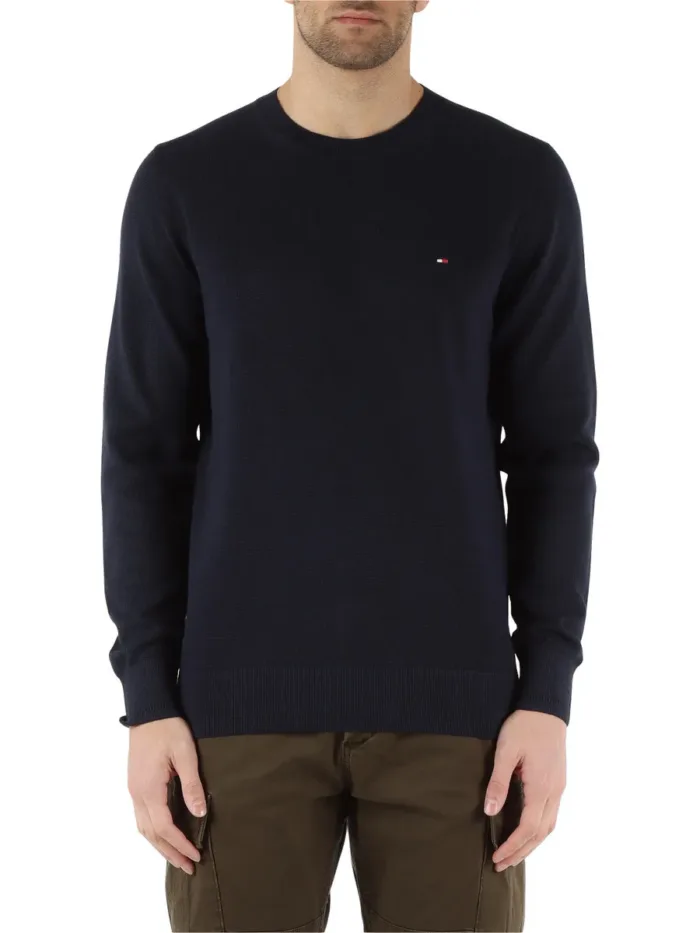 Maglione Girocollo Uomo Tommy Hilfiger Chain Ridge In cotone Blu art. MW0MW33511 DW5, foto 2 di 2
