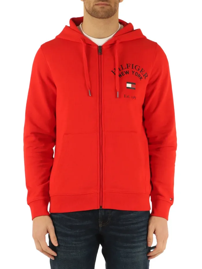 Felpa con Cappuccio e Zip Intera Uomo Tommy Hilfiger WCC ARCHED Rossa art. MW0MW33644 XND, foto 1 di 1