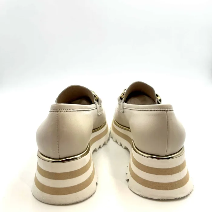 Mocassino Luca Grossi In Pelle Beige con Accessorio Morsetto Zeppa 5 cm art. H873M, foto 4 di 5