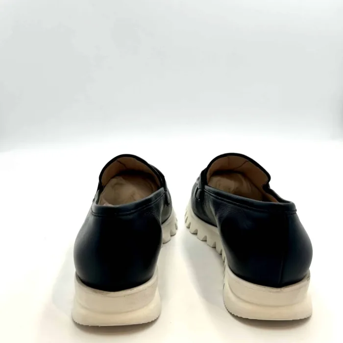 Mocassino Luca Grossi In Pelle Blu con Accessorio Catena Zeppa 3 cm art. H434M, foto 5 di 5