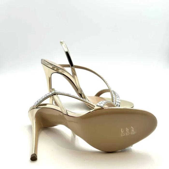 Sandalo Ninalilou in Nappa Specchio Platino Con Fascia Gioiello, Tacco 10 cm art. 341046LY, foto 5 di 5
