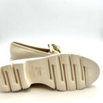 Mocassino Luca Grossi In Pelle Beige Chiaro con Accessorio Catena Oro Tacco  4 cm art. H550M - immagine 5