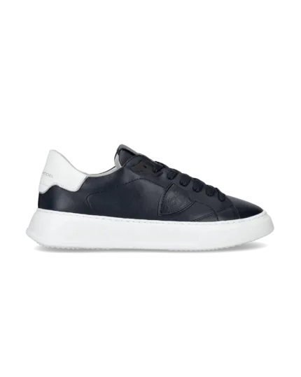 Sneakers Uomo Philippe Model Temple In Pelle Blu Back Bianco cod. BTLU V016