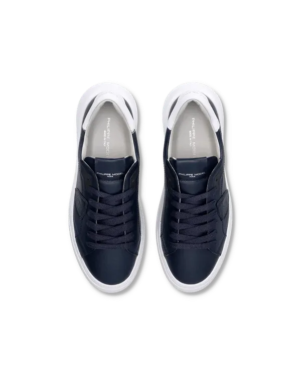 Sneakers Uomo Philippe Model Temple In Pelle Blu Back Bianco cod. BTLU V016, foto 5 di 6