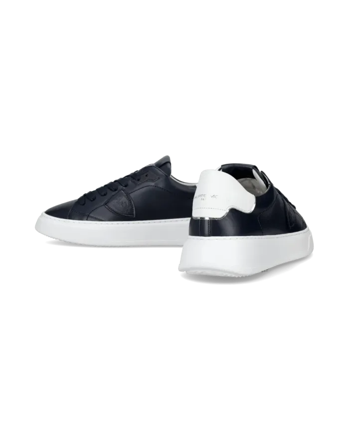Sneakers Uomo Philippe Model Temple In Pelle Blu Back Bianco cod. BTLU V016, foto 3 di 6