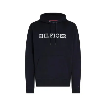 Felpa Blu Garzata con Cappuccio Uomo Tommy Hilfiger Wcc Monotype Embro art. MW0MW33635 DW5